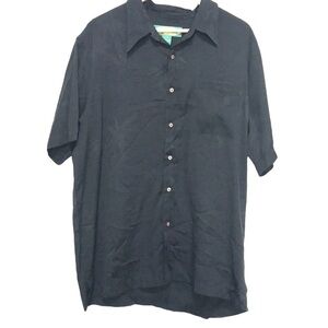 Tonny Barbados black short sleeve button up shirt size Large